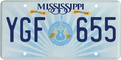 MS license plate YGF655