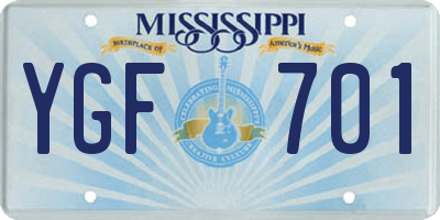 MS license plate YGF701