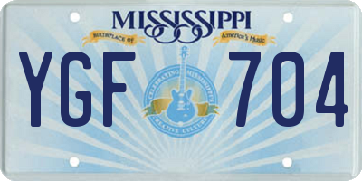MS license plate YGF704