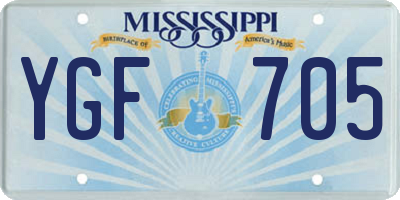 MS license plate YGF705