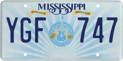 MS license plate YGF747