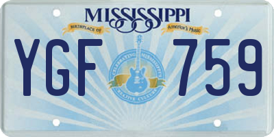 MS license plate YGF759