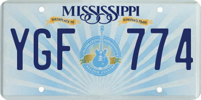 MS license plate YGF774