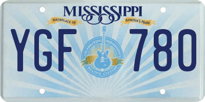 MS license plate YGF780
