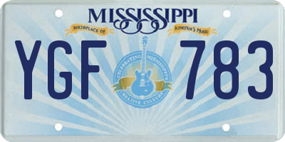 MS license plate YGF783
