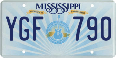 MS license plate YGF790