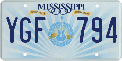 MS license plate YGF794