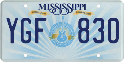 MS license plate YGF830