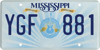 MS license plate YGF881