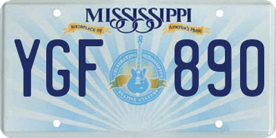 MS license plate YGF890
