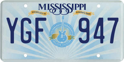 MS license plate YGF947