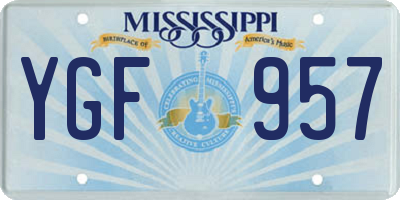 MS license plate YGF957