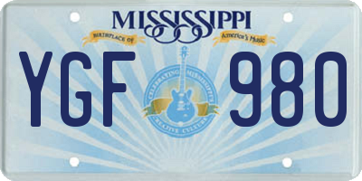 MS license plate YGF980