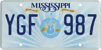 MS license plate YGF987