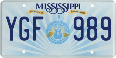 MS license plate YGF989