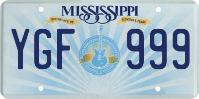 MS license plate YGF999