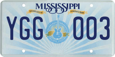 MS license plate YGG003