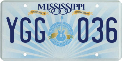 MS license plate YGG036