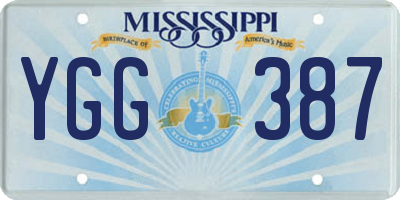 MS license plate YGG387