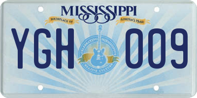 MS license plate YGH009