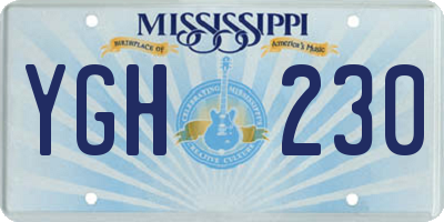 MS license plate YGH230