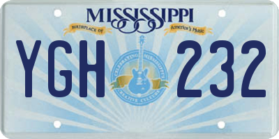 MS license plate YGH232