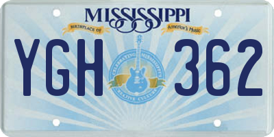MS license plate YGH362