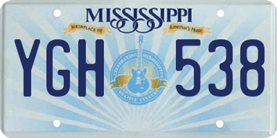 MS license plate YGH538