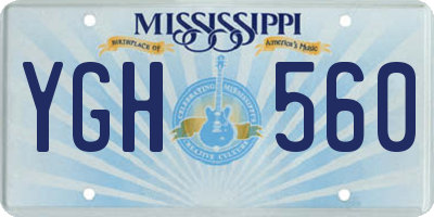 MS license plate YGH560