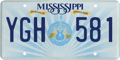 MS license plate YGH581