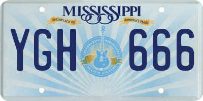 MS license plate YGH666