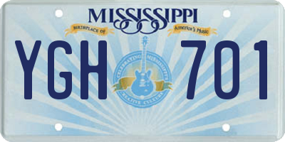 MS license plate YGH701