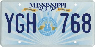 MS license plate YGH768