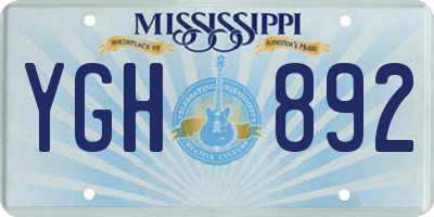 MS license plate YGH892