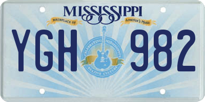 MS license plate YGH982
