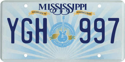 MS license plate YGH997