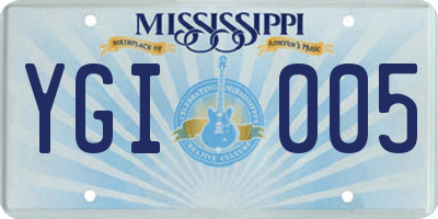 MS license plate YGI005