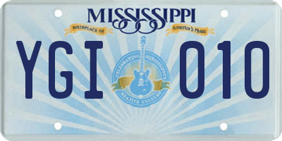 MS license plate YGI010