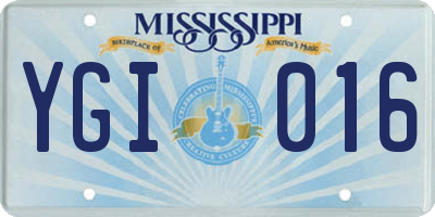 MS license plate YGI016