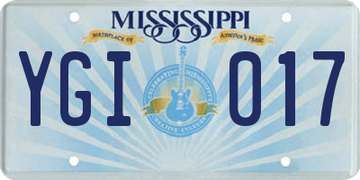 MS license plate YGI017