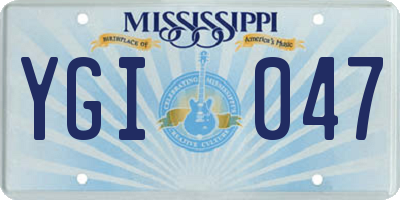 MS license plate YGI047