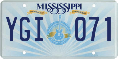 MS license plate YGI071