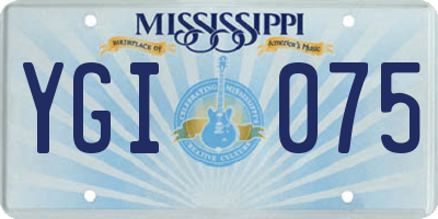 MS license plate YGI075