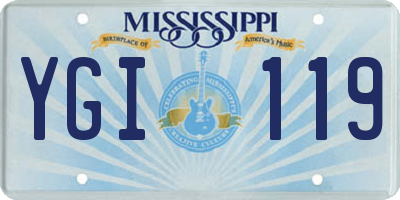 MS license plate YGI119