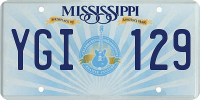 MS license plate YGI129