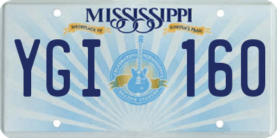 MS license plate YGI160