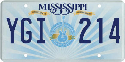 MS license plate YGI214