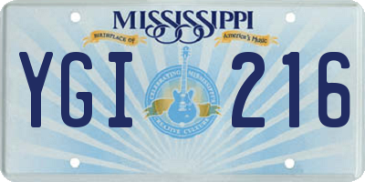 MS license plate YGI216