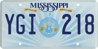 MS license plate YGI218