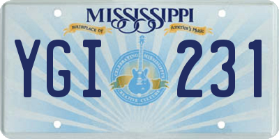 MS license plate YGI231